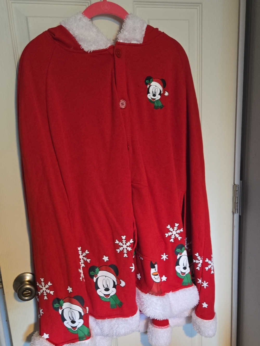 Her Universe Red Minnie Mouse Holiday Women's Cape with Faux Fur Trim